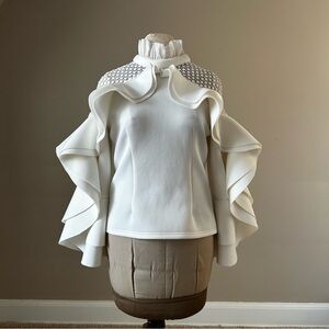 Chic White Blouse with Elegant Ruffles